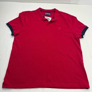 Vilebrequin Mens Size XL Cotton Pique Polo Shirt Solid Poppy Red Blue NEW *FLAW